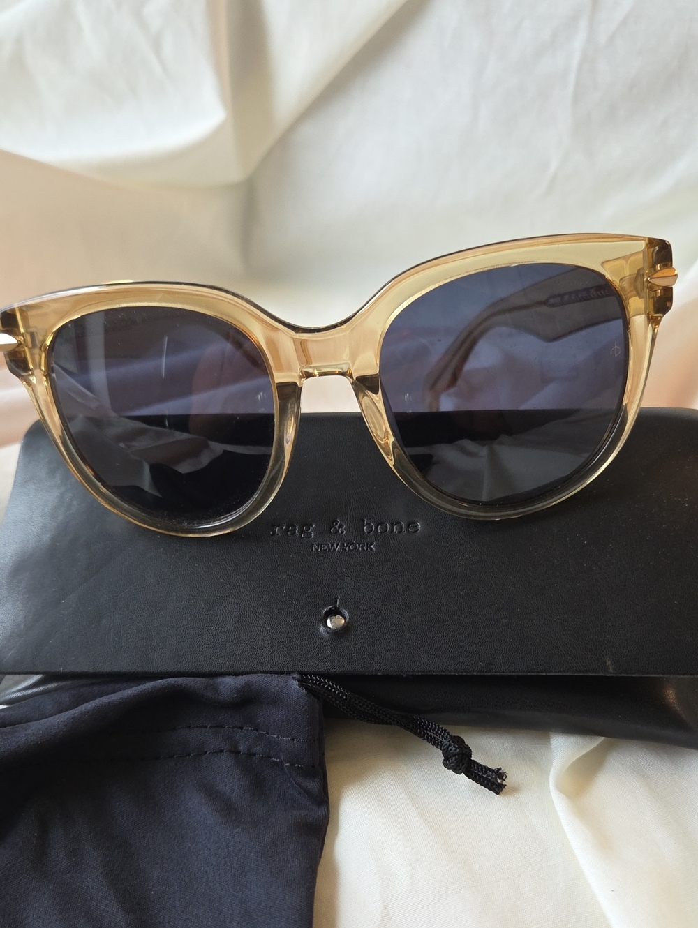 Rag & Bone Amber Translucent Frame Sunglasses with Black Lenses